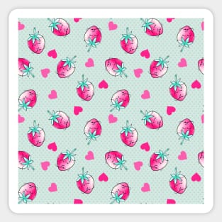 Cute Kawaii Strawberry Fruit Watercolor Sticker